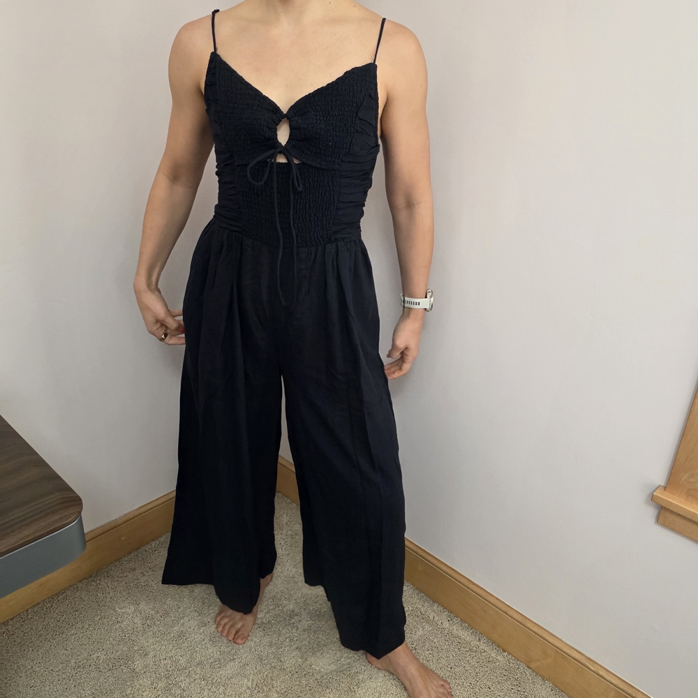 Free People Black Jumpsuit with Tie Front